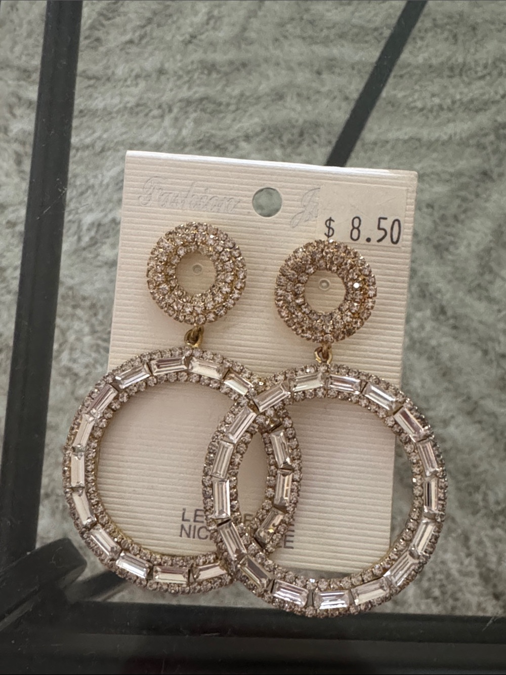 Fashion Jewelry Gold Crystal Double Hoop Earrings